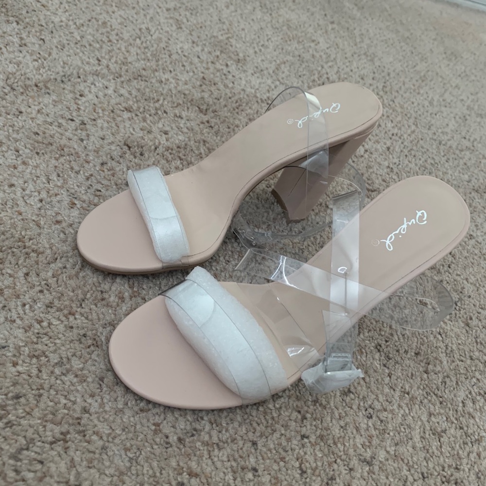 Nude and clear heels